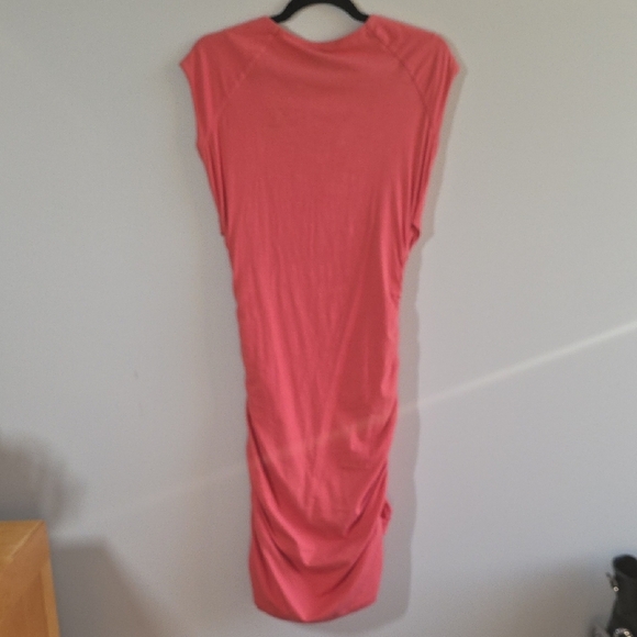 2/$20 Mango - Pink Ruched Wrap Midi Dress - Size Small - Picture 3 of 4